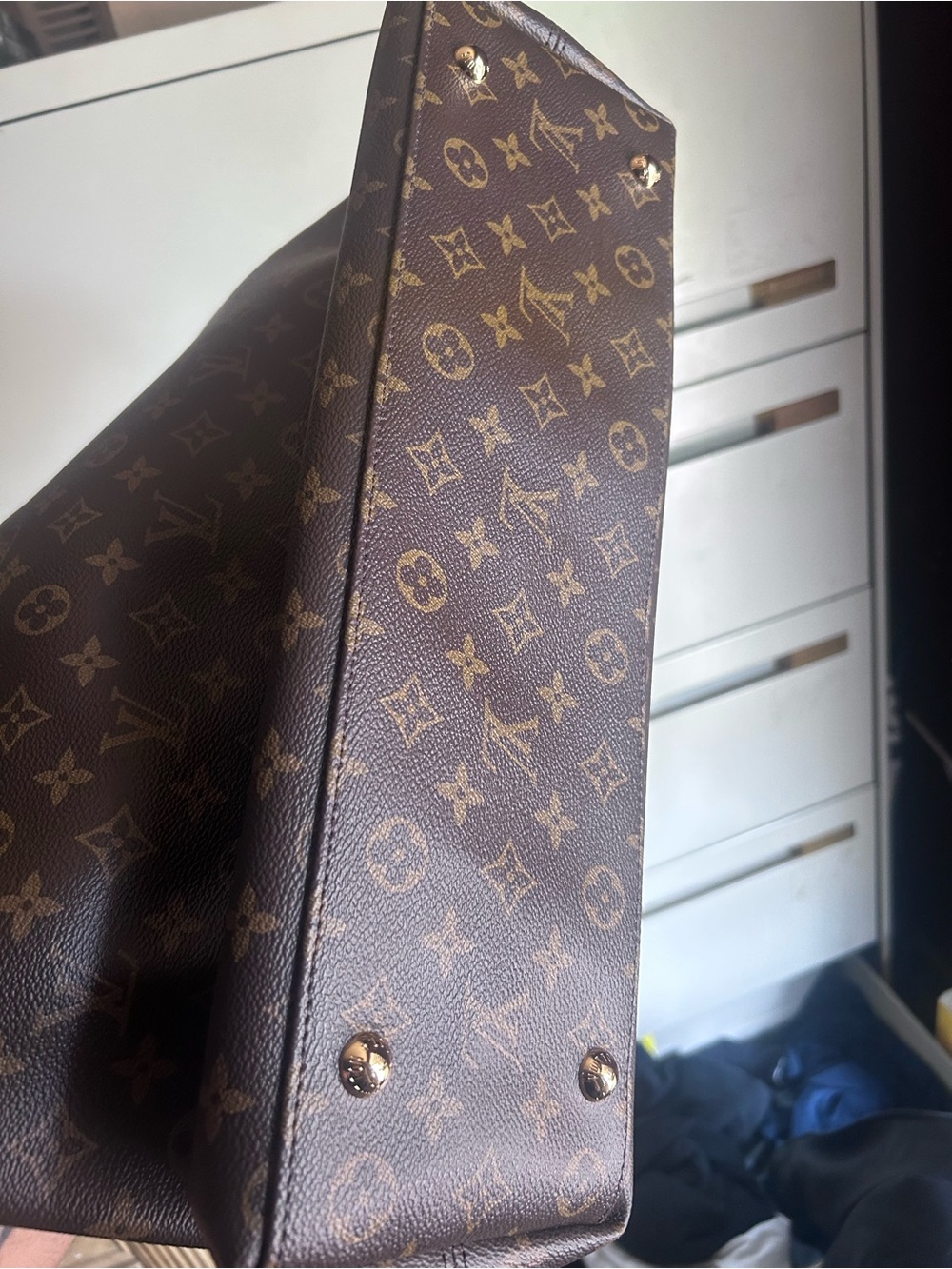 Louis Vuitton Monogram Hobo Bag in Brown with Cream Trim - Picture 5 of 9